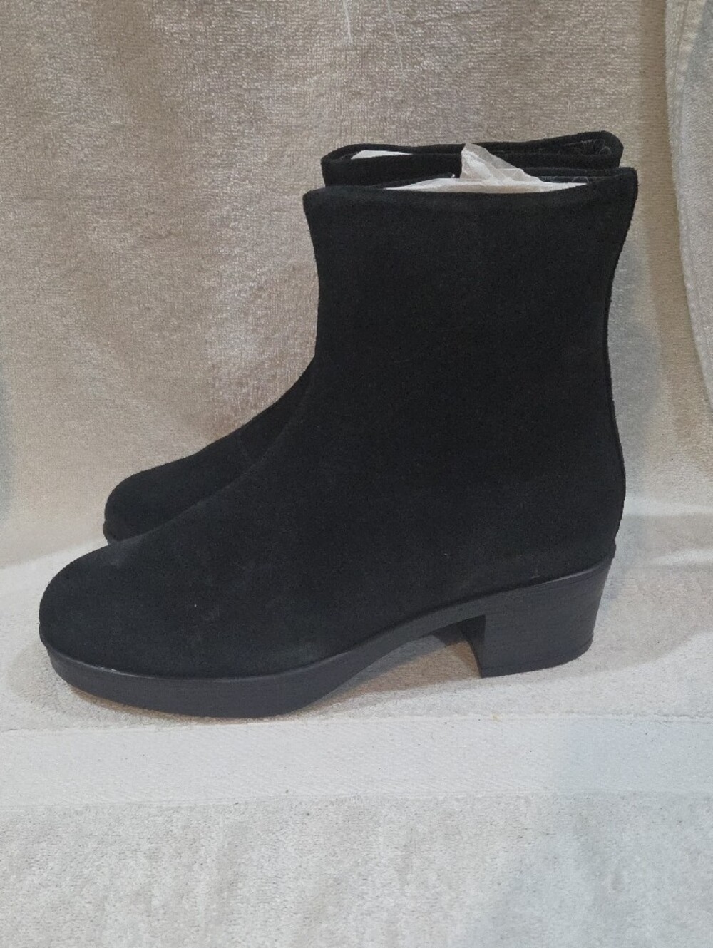 Lazo Women's Black Suede Ankle Booties - Sleek Block Heel - Picture 3 of 7